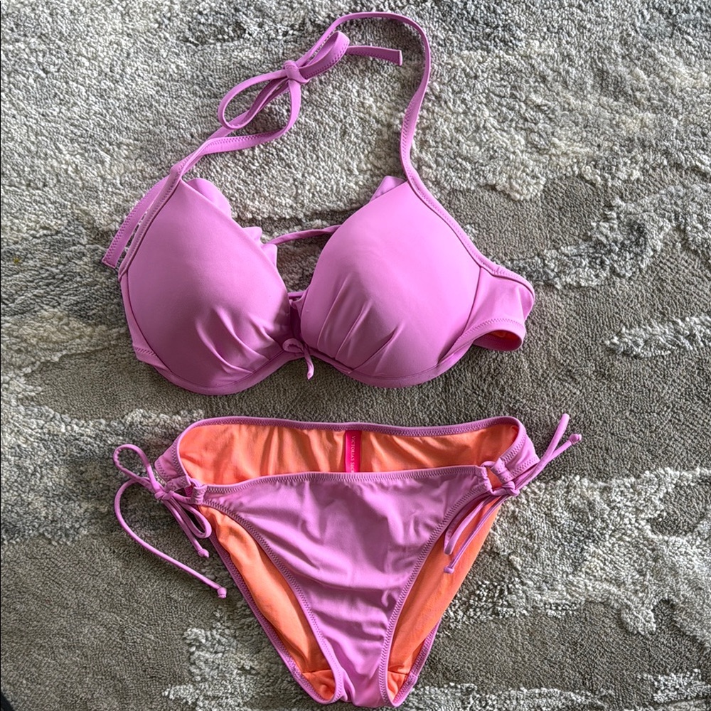 Victoria Secret underwire pink  and orange  Bikini Set